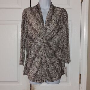 Liz Claiborne lodge Brown Multi Twist front knot Top Sz L NWT